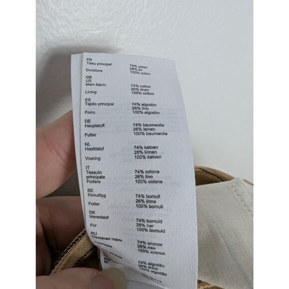 NWT Maje Striped Cotton Linen Blend High Waist Trousers in Beige - Picture 9 of 10